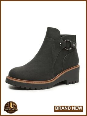 Womens Ankle Boots Chunky Low Heel Short Booties Dress Fall Boots